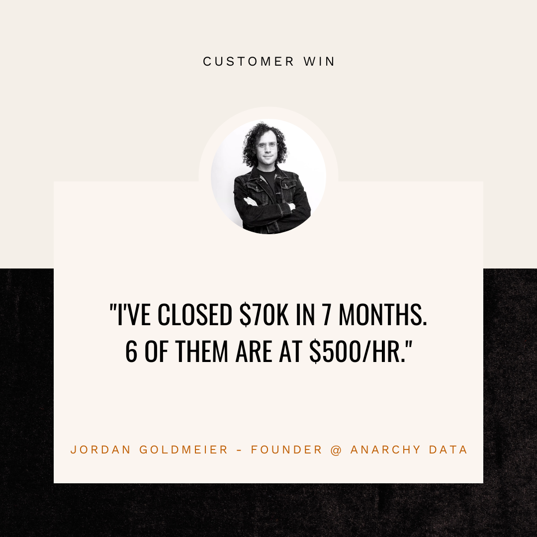 Jordan Goldmeier, Founder @ Anarchy Data - closed $70K in 7 months