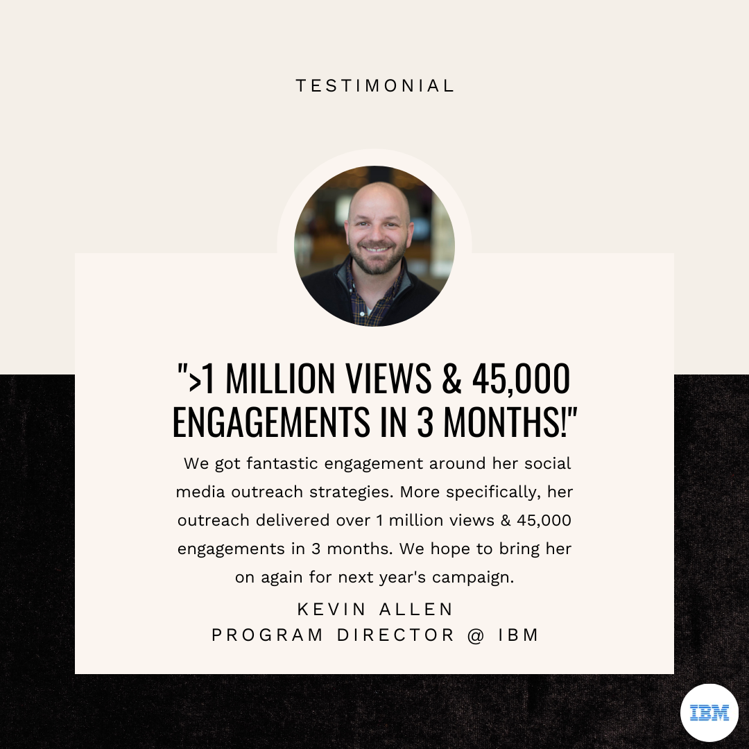 Kevin Allen, Program Director @ IBM - over 1 million views & 45,000 engagements in 3 months